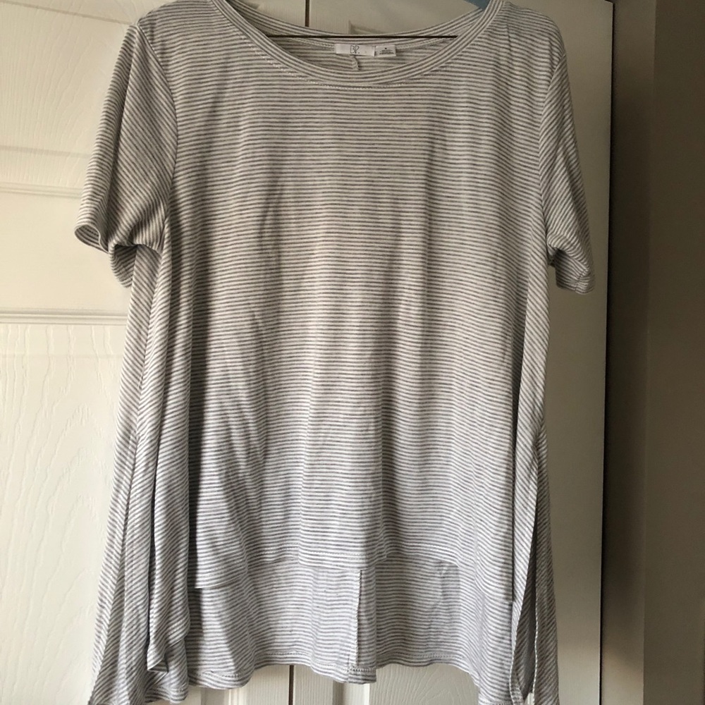 Grey Striped Flowy Top